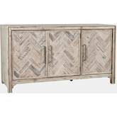 Gramercy 60" 3 Door Chevron Accent Cabinet in Brushed Grey Wash